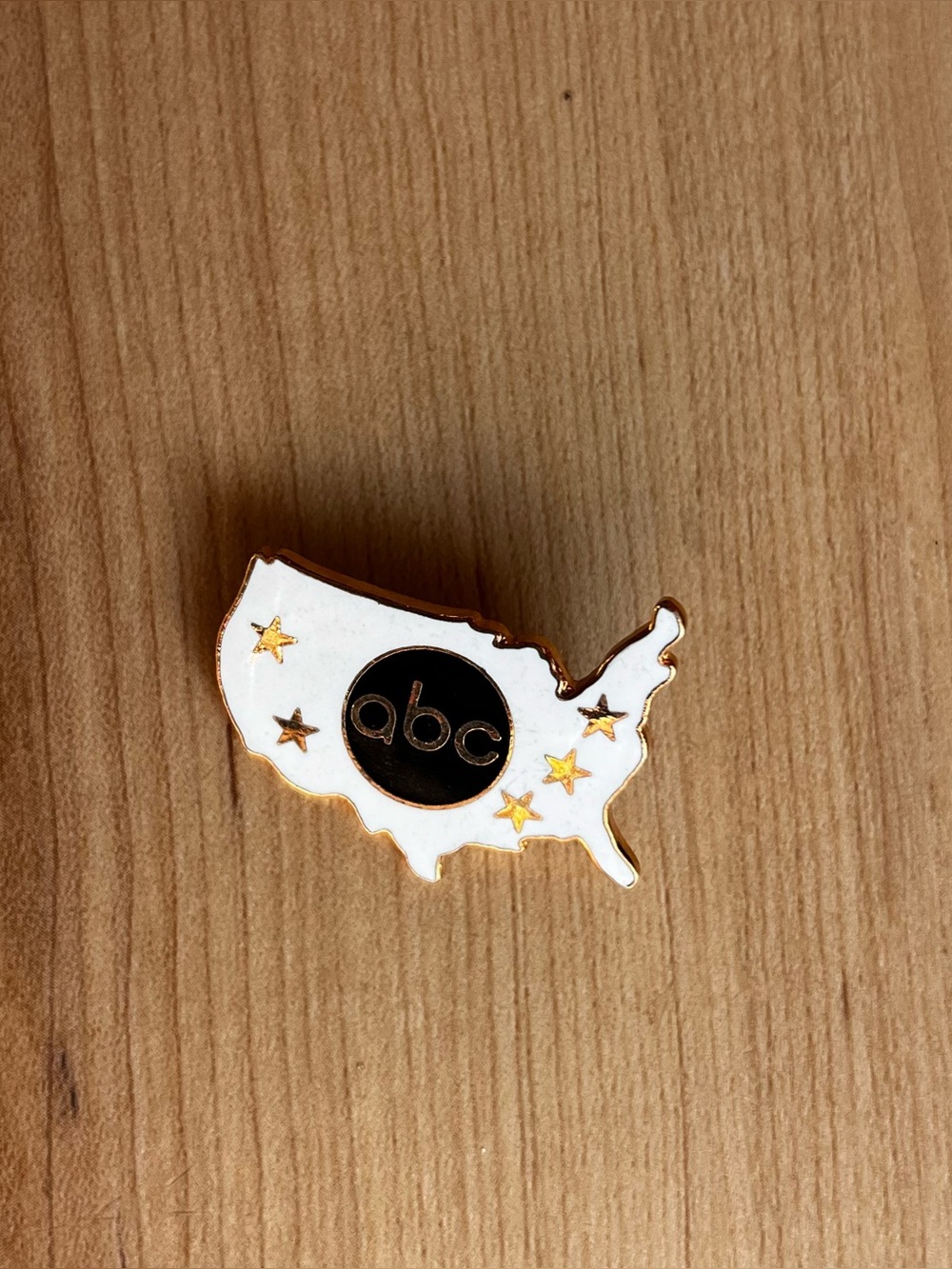 Vintage ABC USA Map Enamel Lapel Pin Gold Stars Promotional Collectible